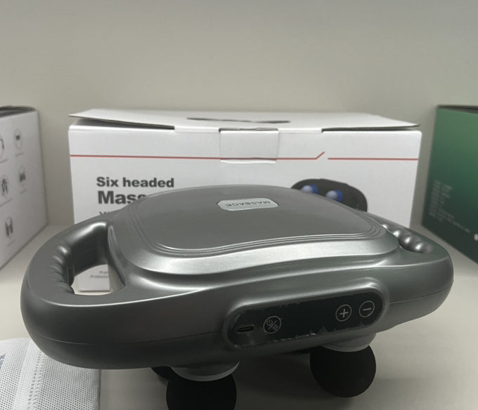 TikTokで話題になっている人気商品の6ヘッド背中マッサージャー、９段階調節可能、赤外線加熱付きプロフェッショナルマッスルマッサージツール、家庭用&旅行用に最適